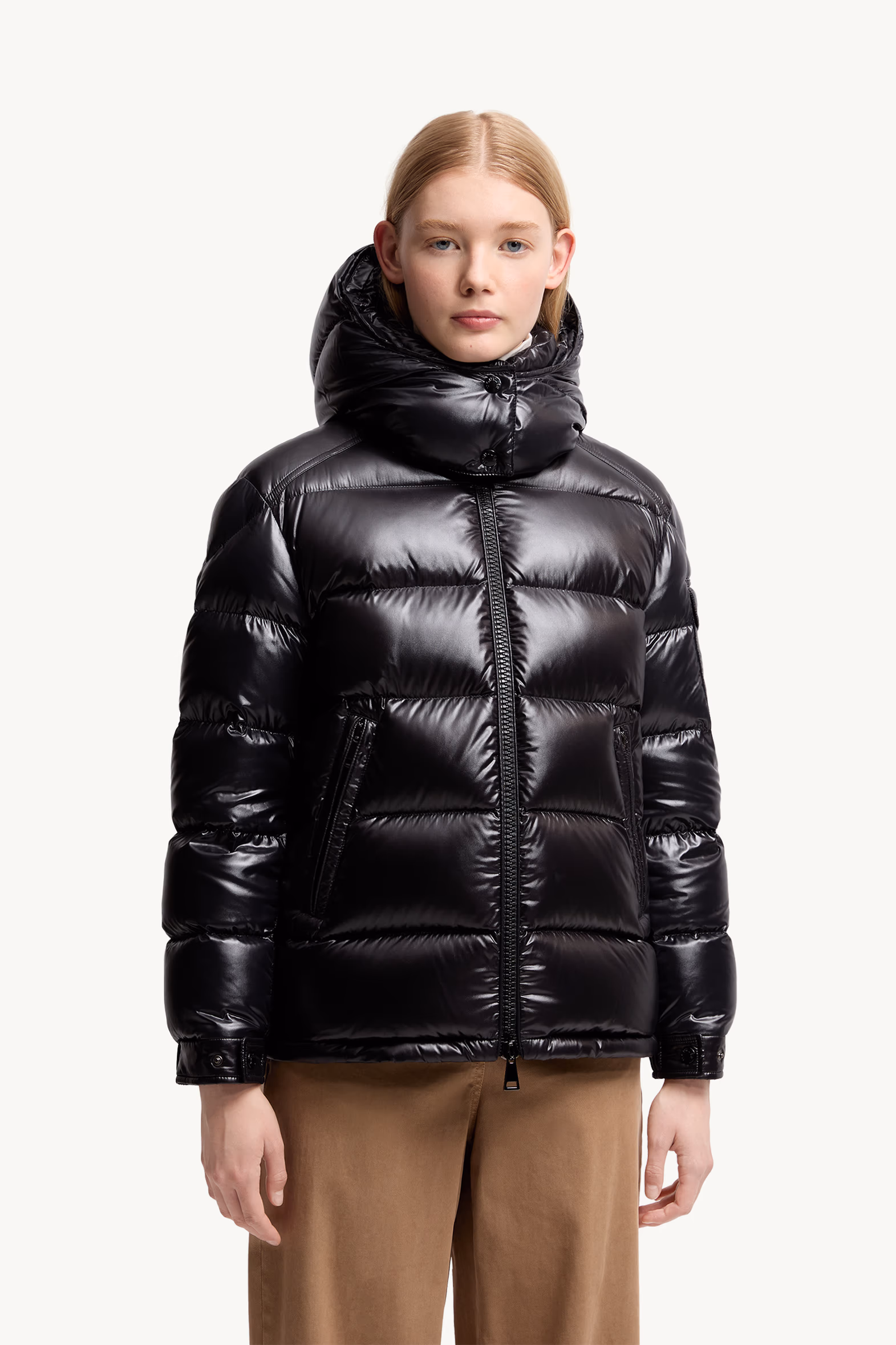 Maire Hooded Short Down Jacket Women Black Moncler 3